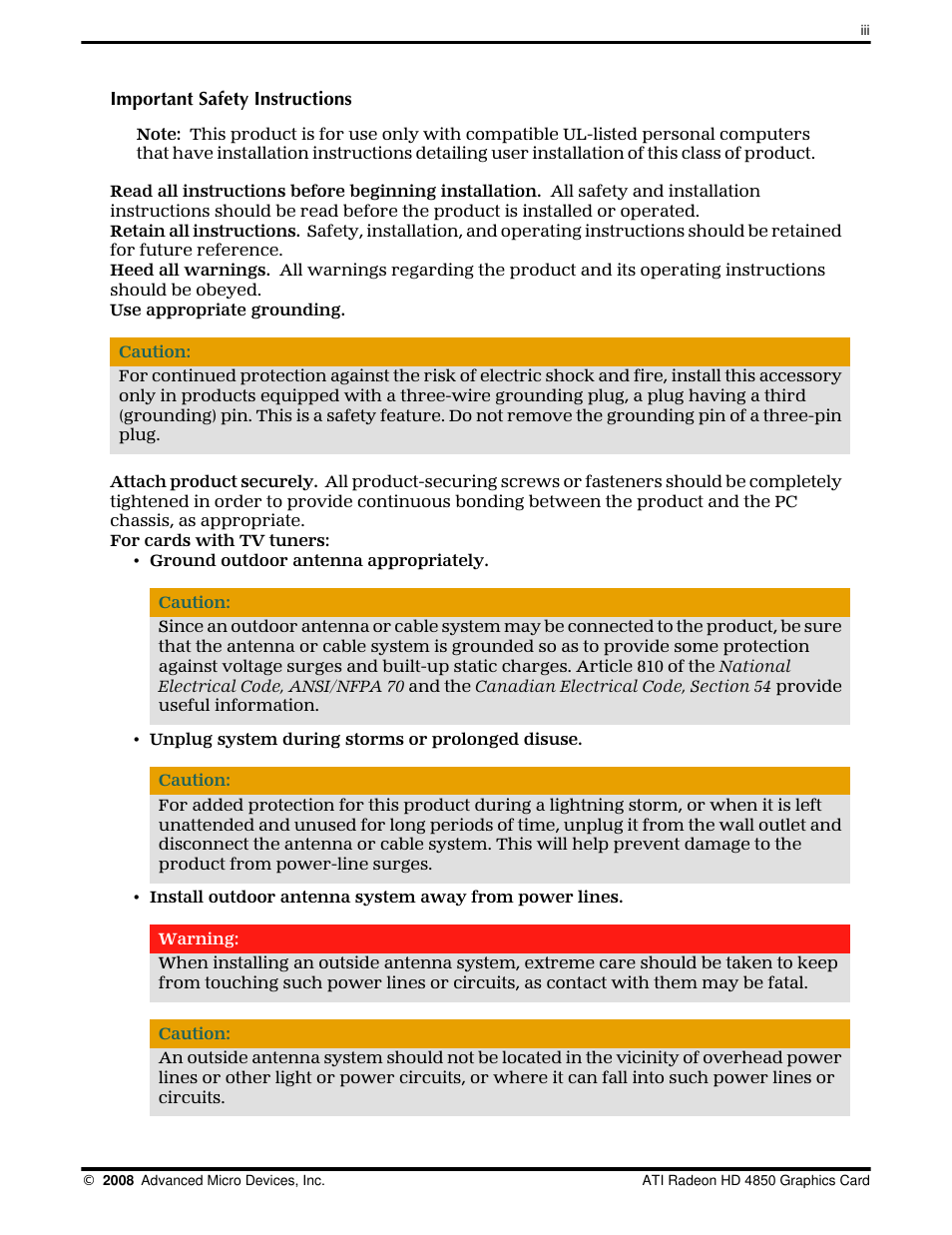 AMD Radeon 4850 User Manual | Page 3 / 18