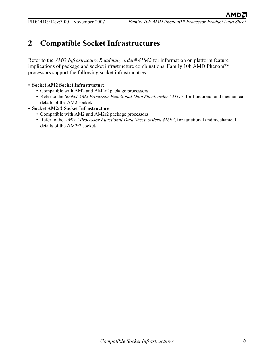 2 compatible socket infrastructures | AMD Phenom 10h User Manual | Page 6 / 6