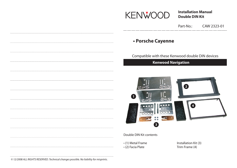 Kenwood CAW2323-01 User Manual | 2 pages