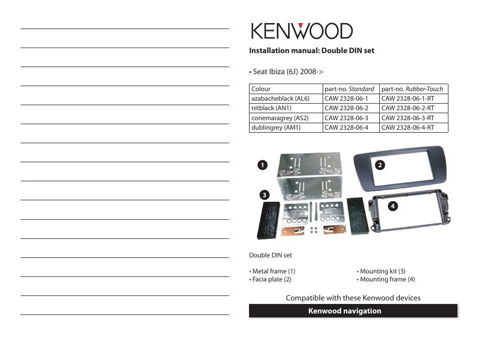 Kenwood CAW2328-06-3 User Manual | 2 pages