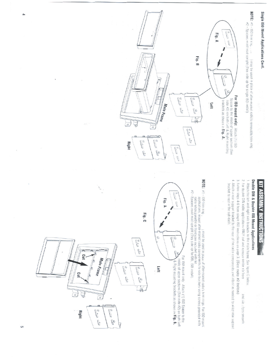 Double din & double iso mount applications, Kit assembly instructions | Kenwood CAW1170-09 User Manual | Page 3 / 4