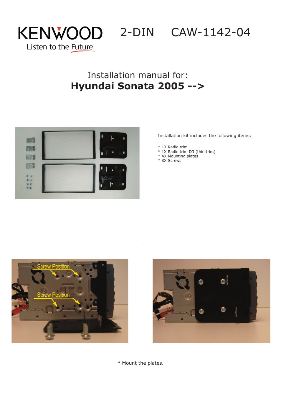 Kenwood CAW1142-04 User Manual | 2 pages