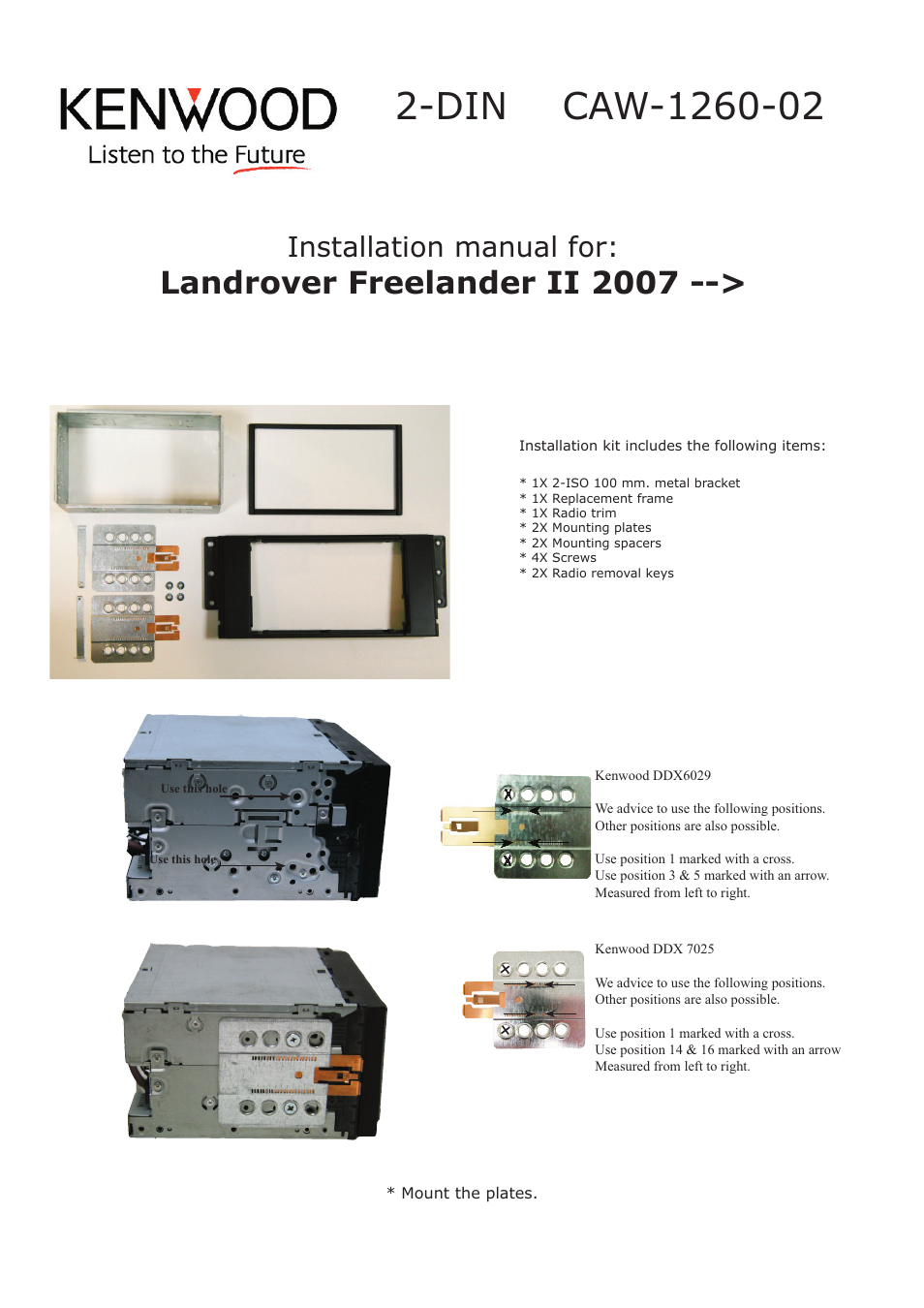 Kenwood CAW1260-02 User Manual | 3 pages