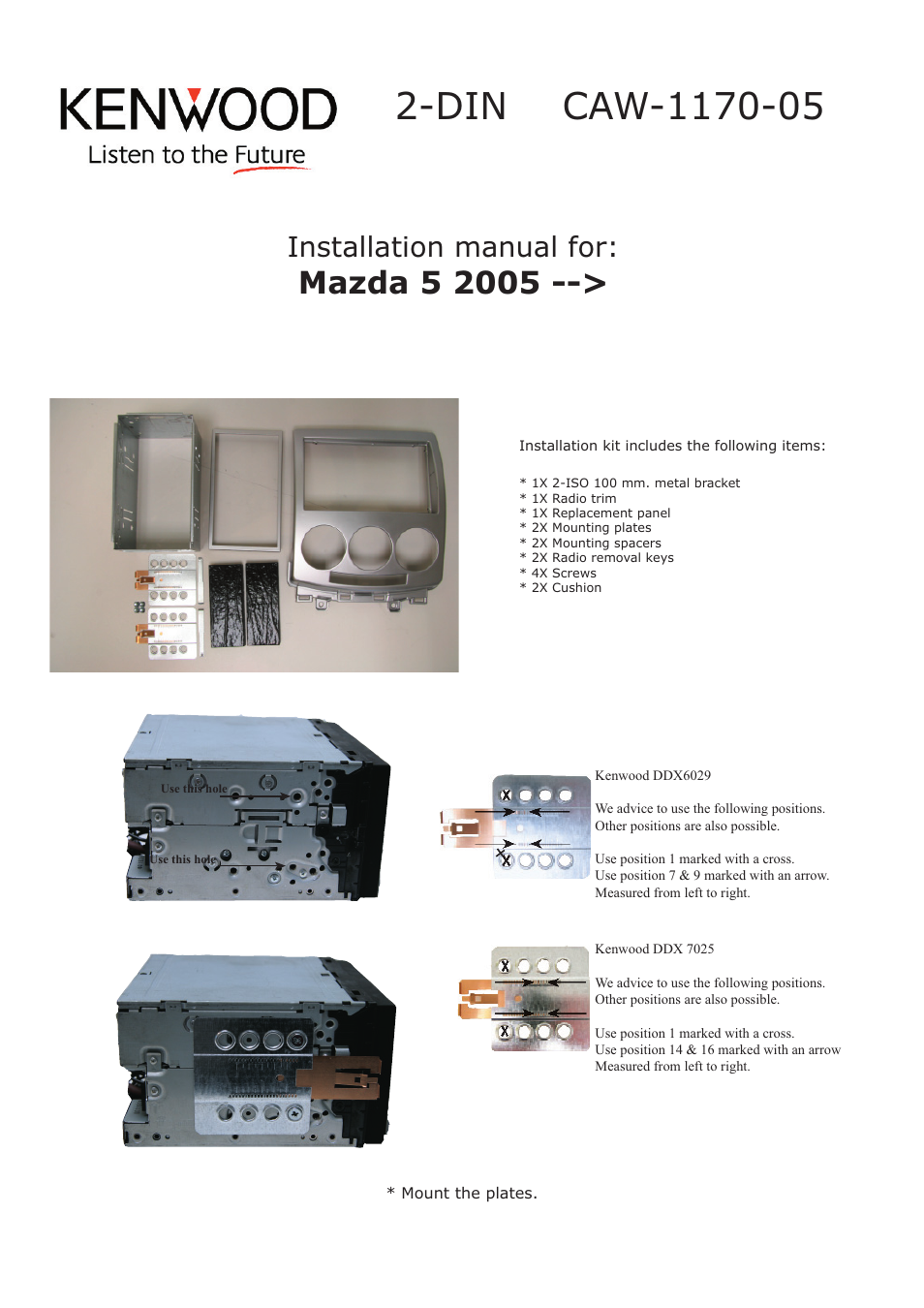 Kenwood CAW1170-05 User Manual | 2 pages