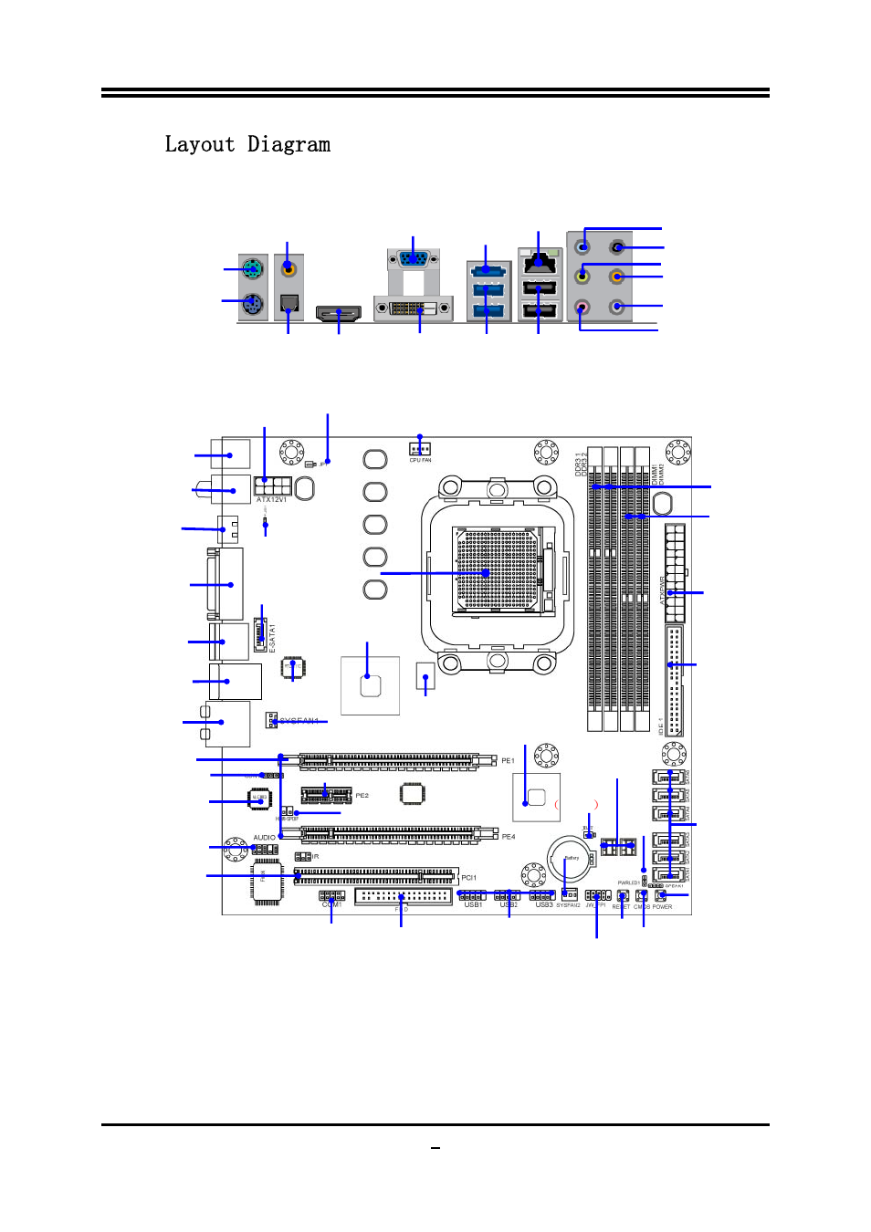 4 layout diagram, Rear i / o for amd790gx based motherboard | AMD Socket AM2+ Quad Core AMD Processor SB750 User Manual | Page 11 / 53