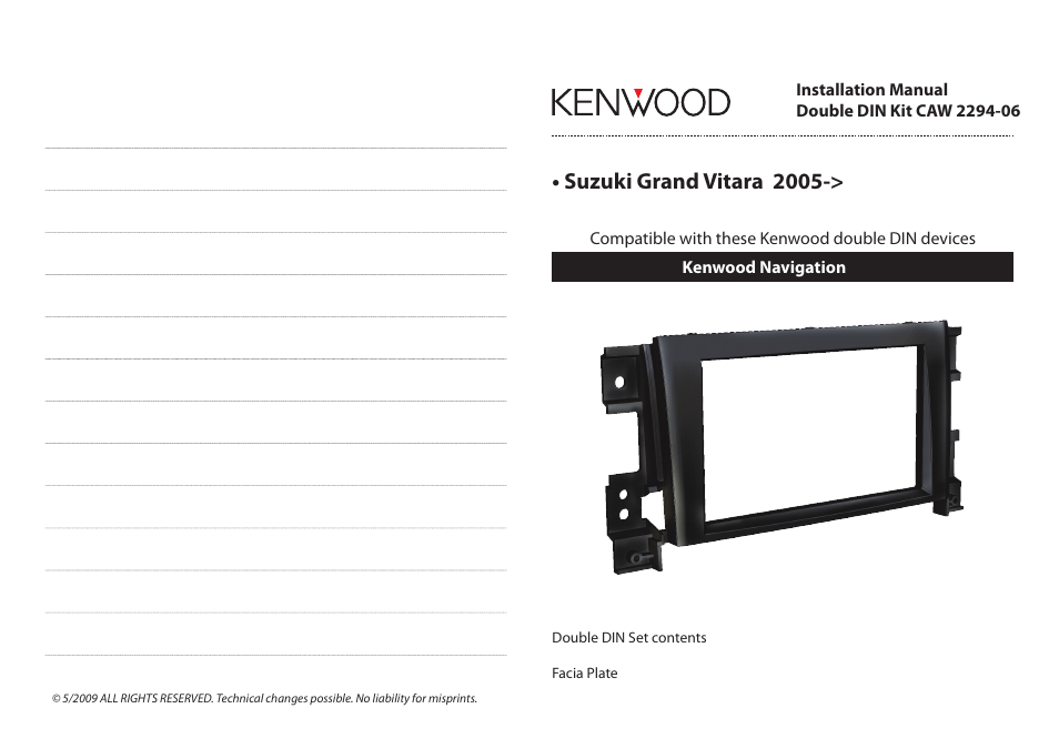 Kenwood CAW2294-06 User Manual | 2 pages