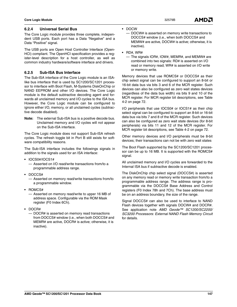 4 universal serial bus, 5 sub-isa bus interface | AMD Geode SC1201 User Manual | Page 147 / 443