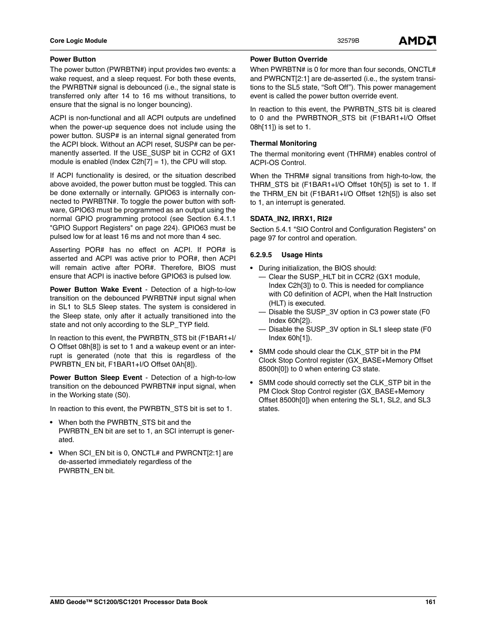 5 usage hints | AMD Geode SC1201 User Manual | Page 161 / 443