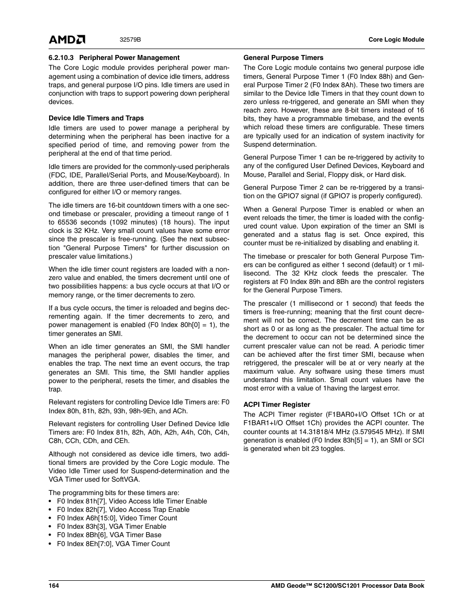 3 peripheral power management | AMD Geode SC1201 User Manual | Page 164 / 443