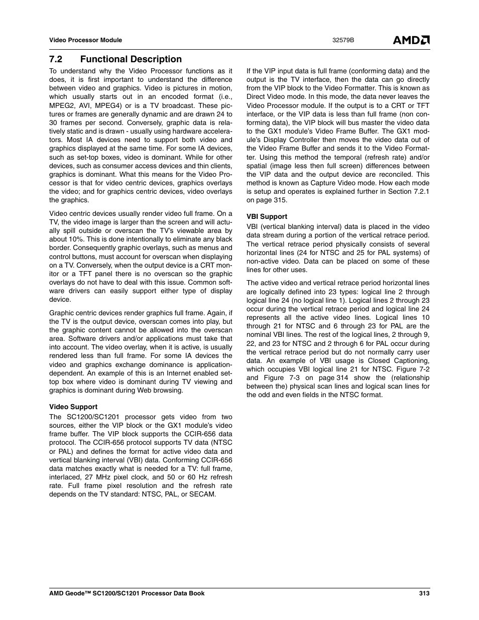 2 functional description, Functional description | AMD Geode SC1201 User Manual | Page 313 / 443