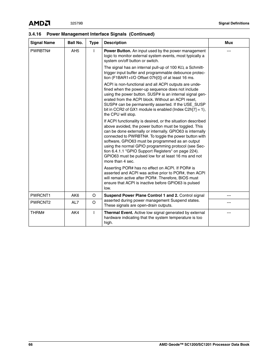 AMD Geode SC1201 User Manual | Page 66 / 443