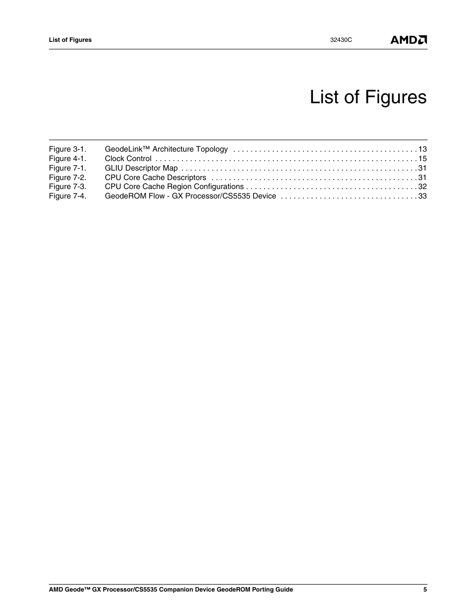 List of figures | AMD CS5535 User Manual | Page 5 / 36