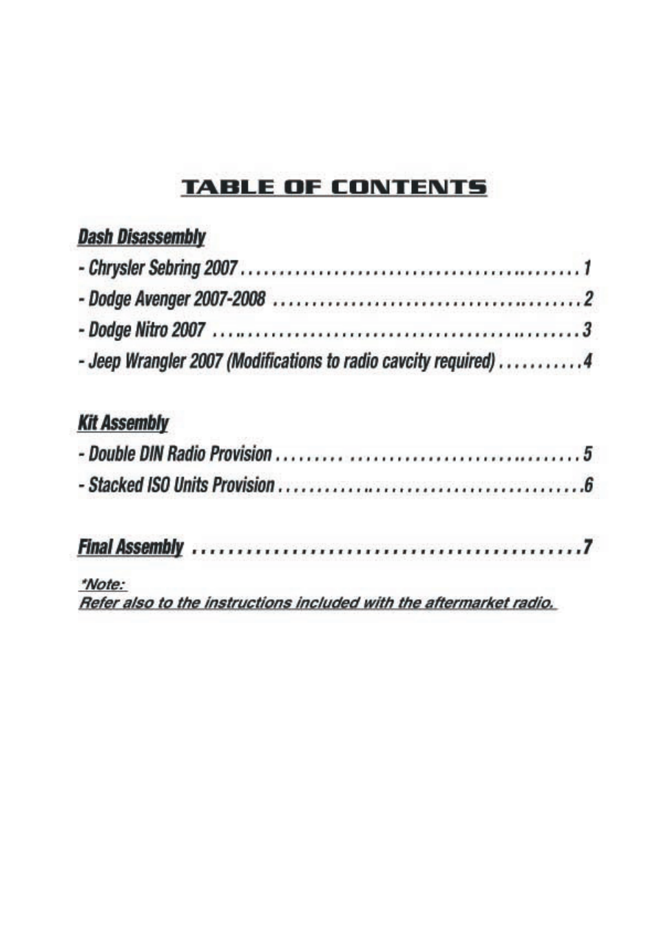 Table of corxiteimts jasft | Kenwood CAW1035-06 User Manual | Page 2 / 7