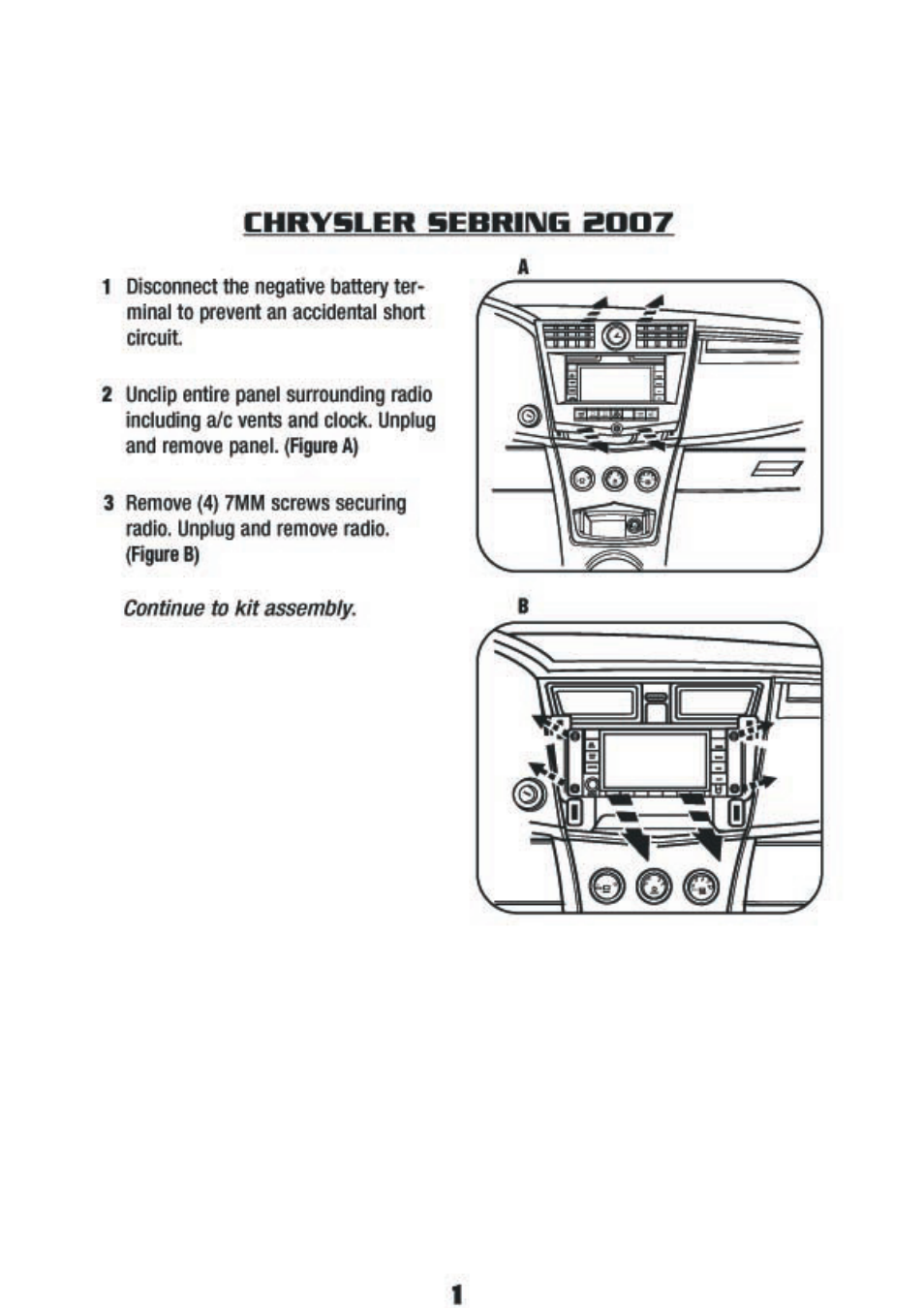 Chrysler sebriixig 2007, Chrysler sebring 2007 | Kenwood CAW1035-06 User Manual | Page 3 / 7