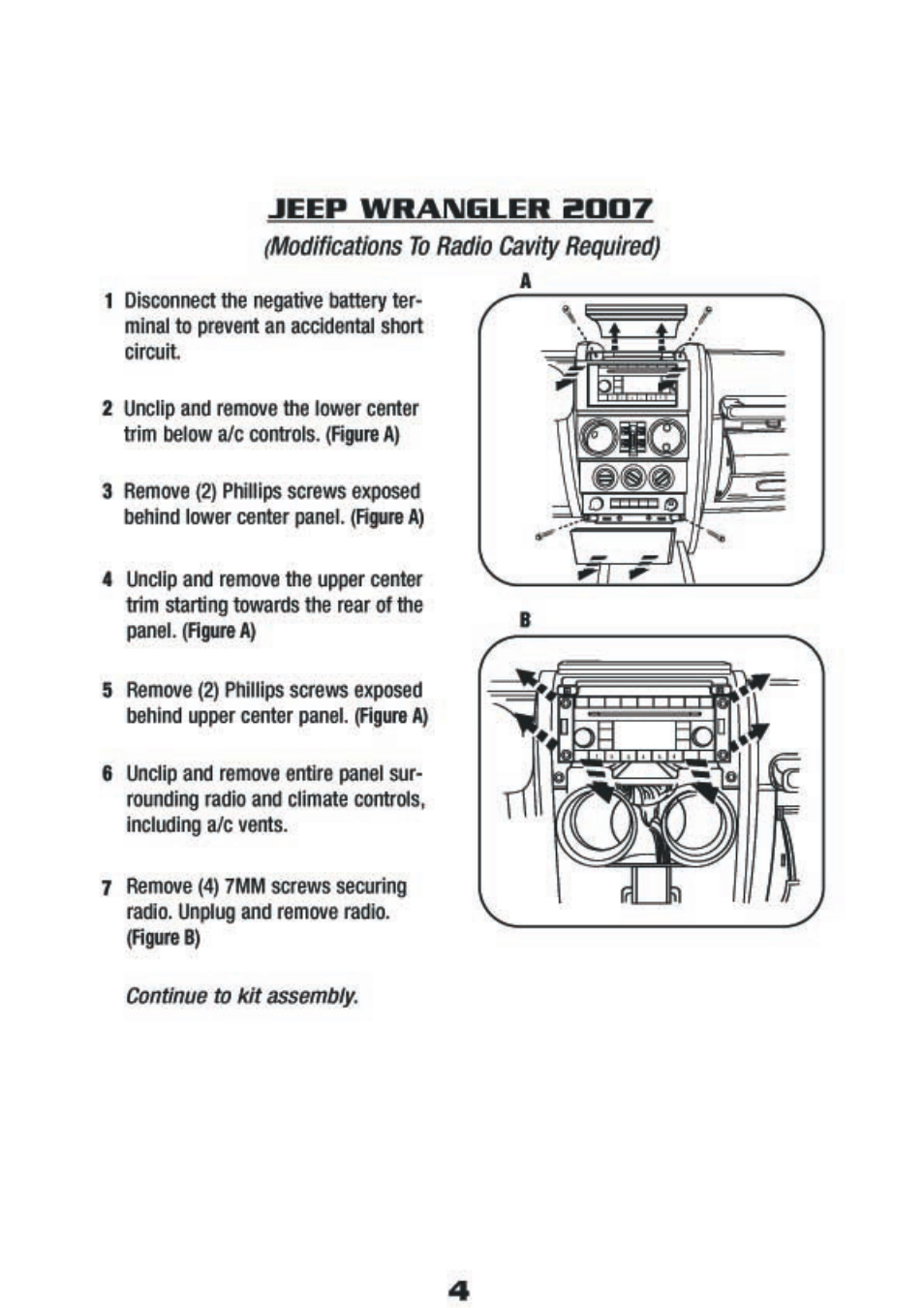 Jeep wraixisler g007, Modifications to radio cavity required) | Kenwood CAW1035-06 User Manual | Page 6 / 7