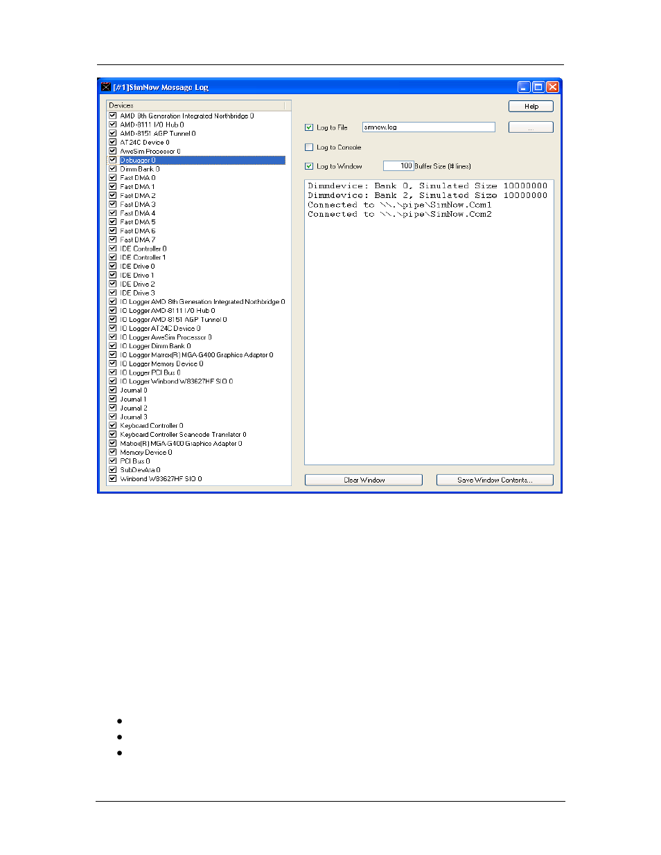 Figure 9-1: message log | AMD SimNow Simulator 4.4.4 User Manual | Page 150 / 269