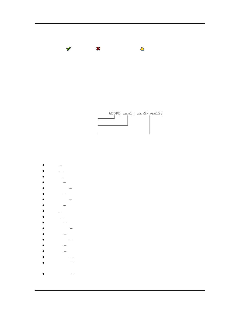 Instruction reference, Notation, Mnemonic syntax | Instruction reference, pa, A.6 instruction reference, A.6.1.1 mnemonic syntax | AMD SimNow Simulator 4.4.4 User Manual | Page 202 / 269