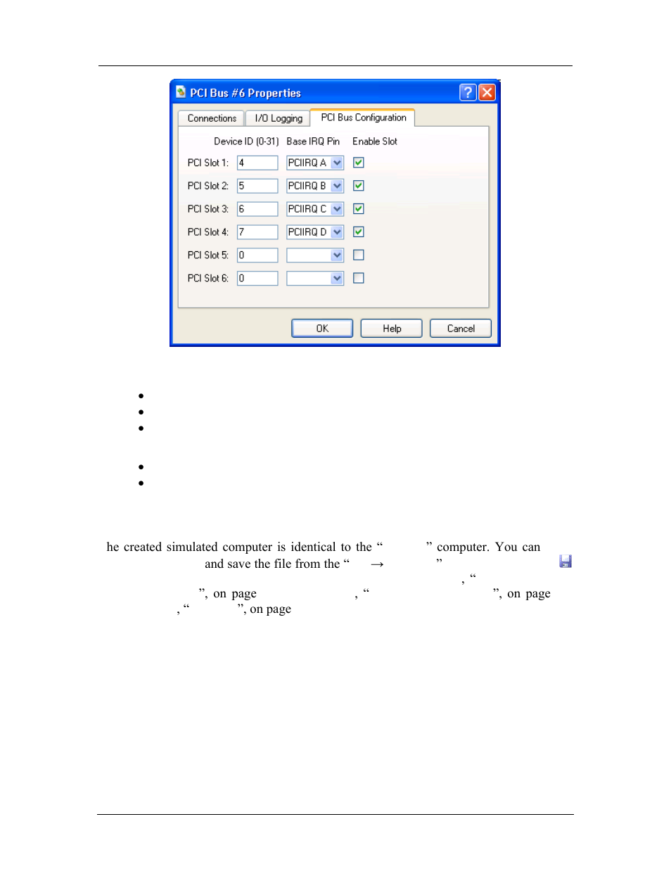 Save and run, Figure 6-3: pci bus configuration dialog window, 4 save and run | AMD SimNow Simulator 4.4.4 User Manual | Page 60 / 269