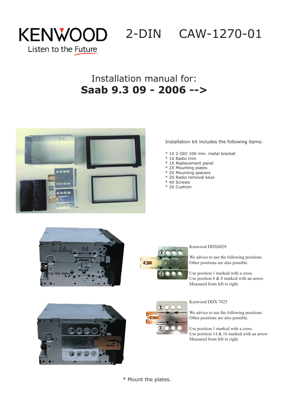 Kenwood CAW1270-01 User Manual | 2 pages