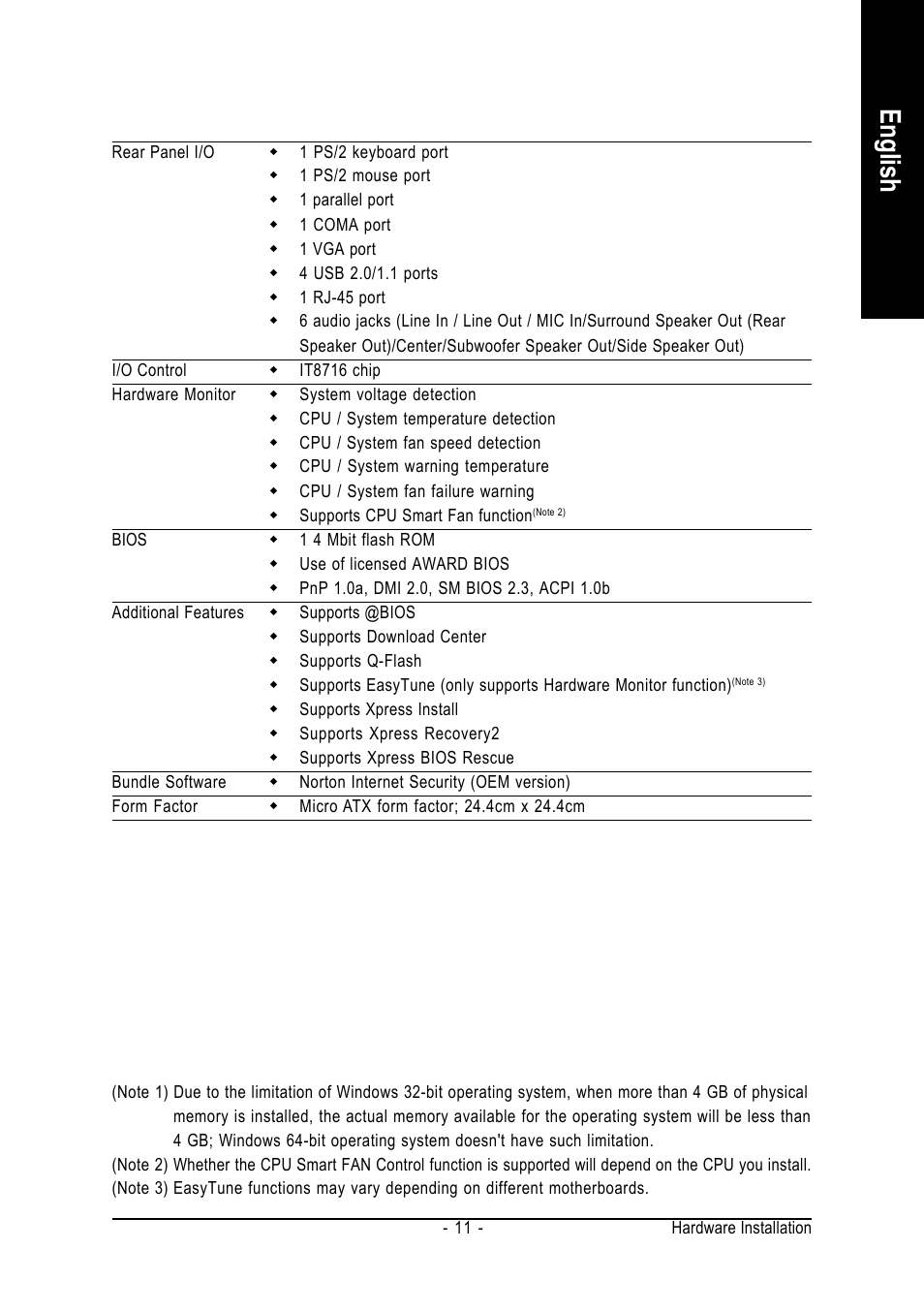 English | AMD GA-MA69VM-S2 User Manual | Page 11 / 88