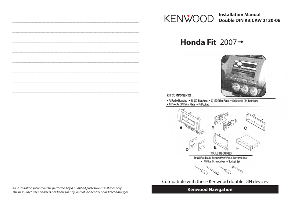 Kenwood CAW2130-06 User Manual | 4 pages