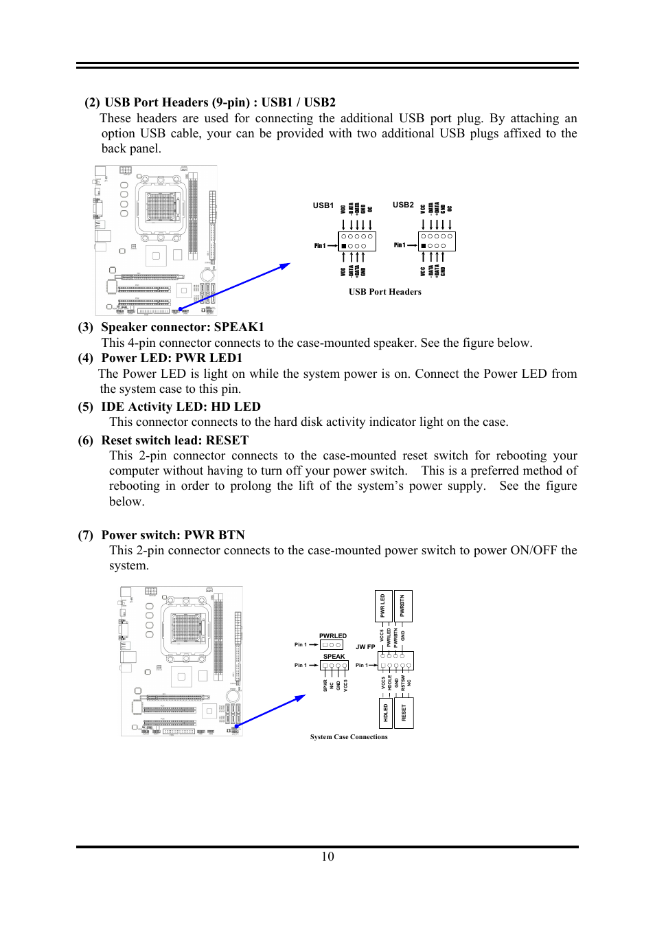 Usb port headers | AMD KM780V User Manual | Page 13 / 21