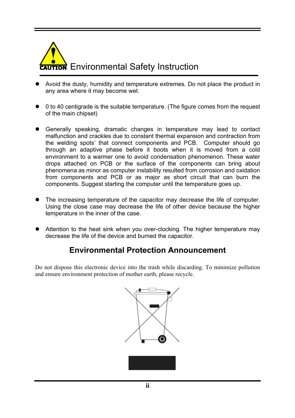 Environmental safety instruction, Environmental protection announcement | AMD KM780V User Manual | Page 2 / 21