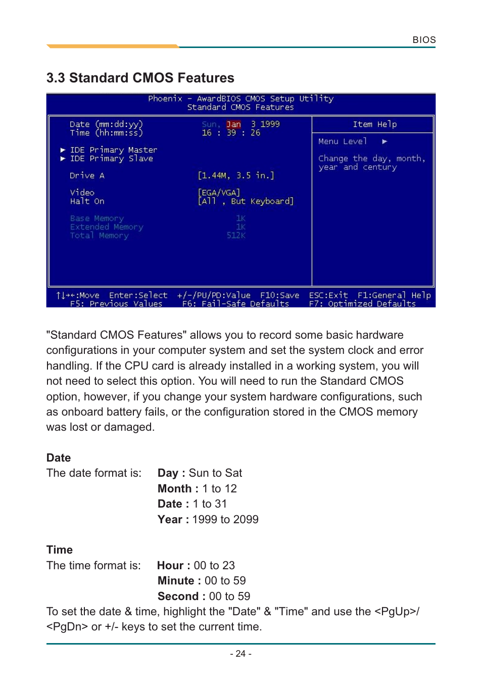 Т³гж 28, 3 standard cmos features | AMD SBX-5363 User Manual | Page 28 / 55