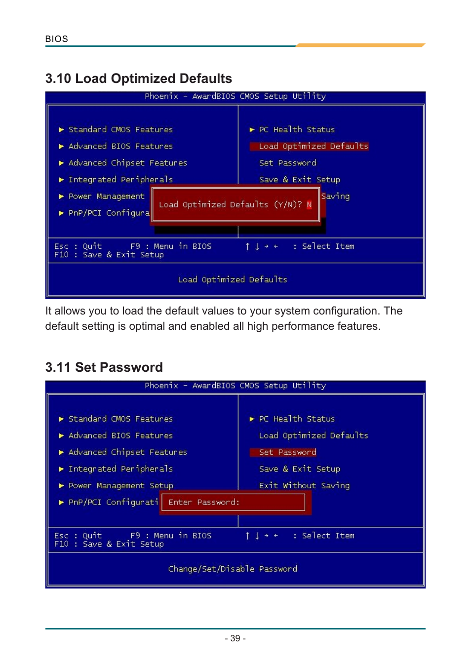 Т³гж 43, 9 pc health status, 10 load optimized defaults | 11 set password | AMD SBX-5363 User Manual | Page 43 / 55