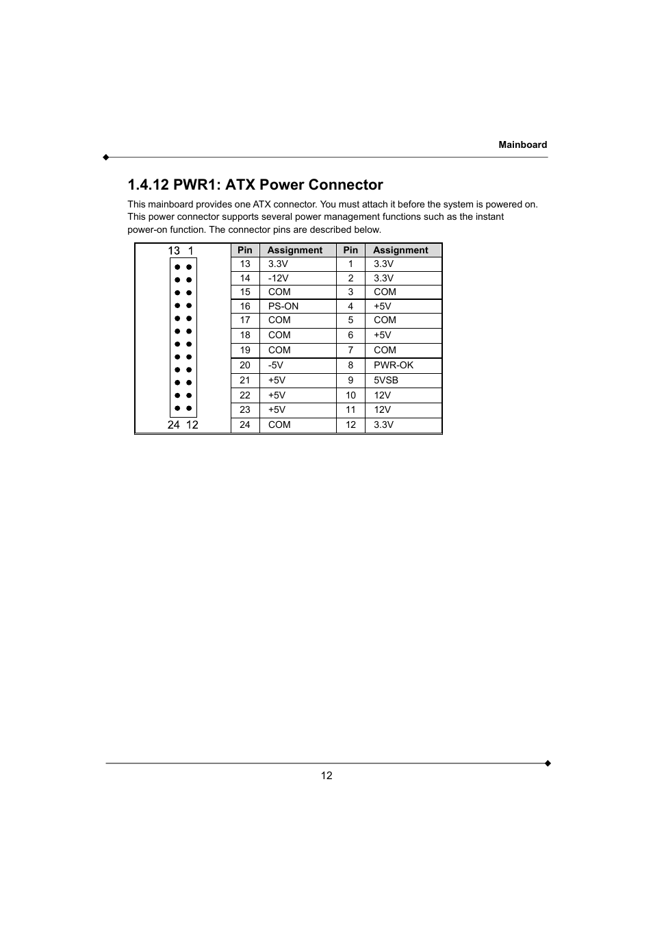 12 pwr1: atx power connector | AMD K3780E User Manual | Page 16 / 43