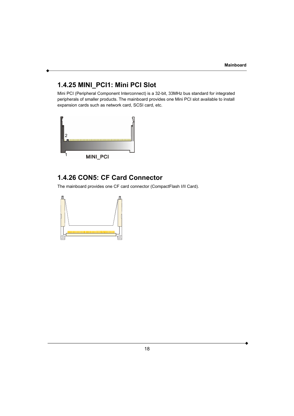 25 mini_pci1: mini pci slot, 26 con5: cf card connector | AMD K3780E User Manual | Page 22 / 43