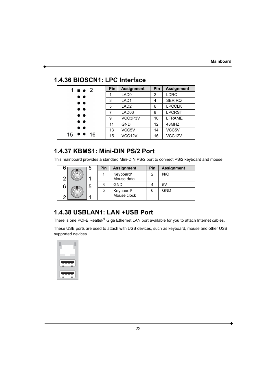 36 bioscn1: lpc interface, 37 kbms1: mini-din ps/2 port, 38 usblan1: lan +usb port | AMD K3780E User Manual | Page 26 / 43