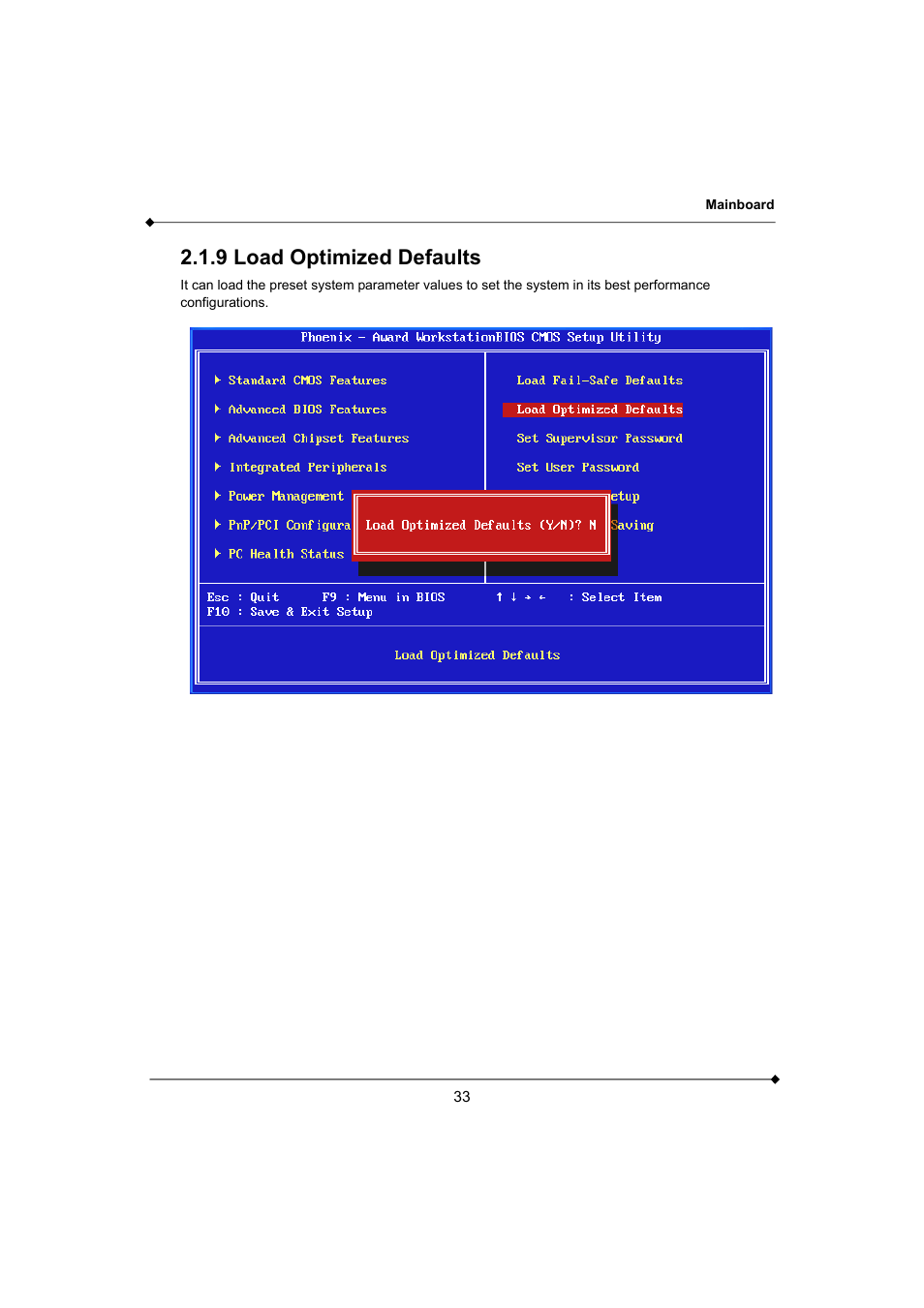 9 load optimized defaults | AMD K3780E User Manual | Page 37 / 43