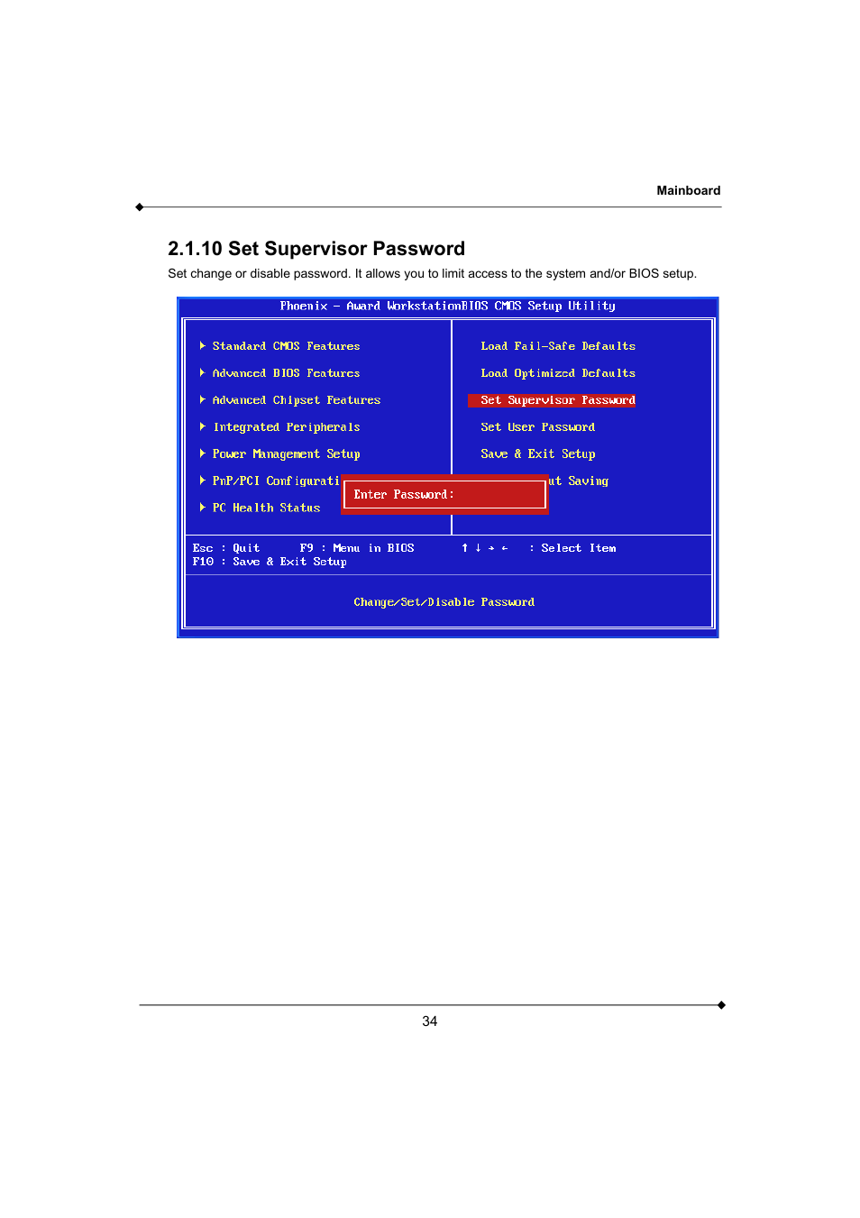 10 set supervisor password | AMD K3780E User Manual | Page 38 / 43