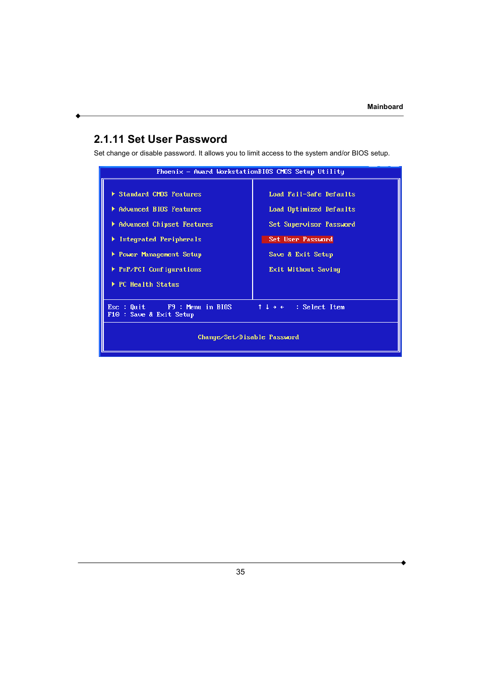 11 set user password | AMD K3780E User Manual | Page 39 / 43