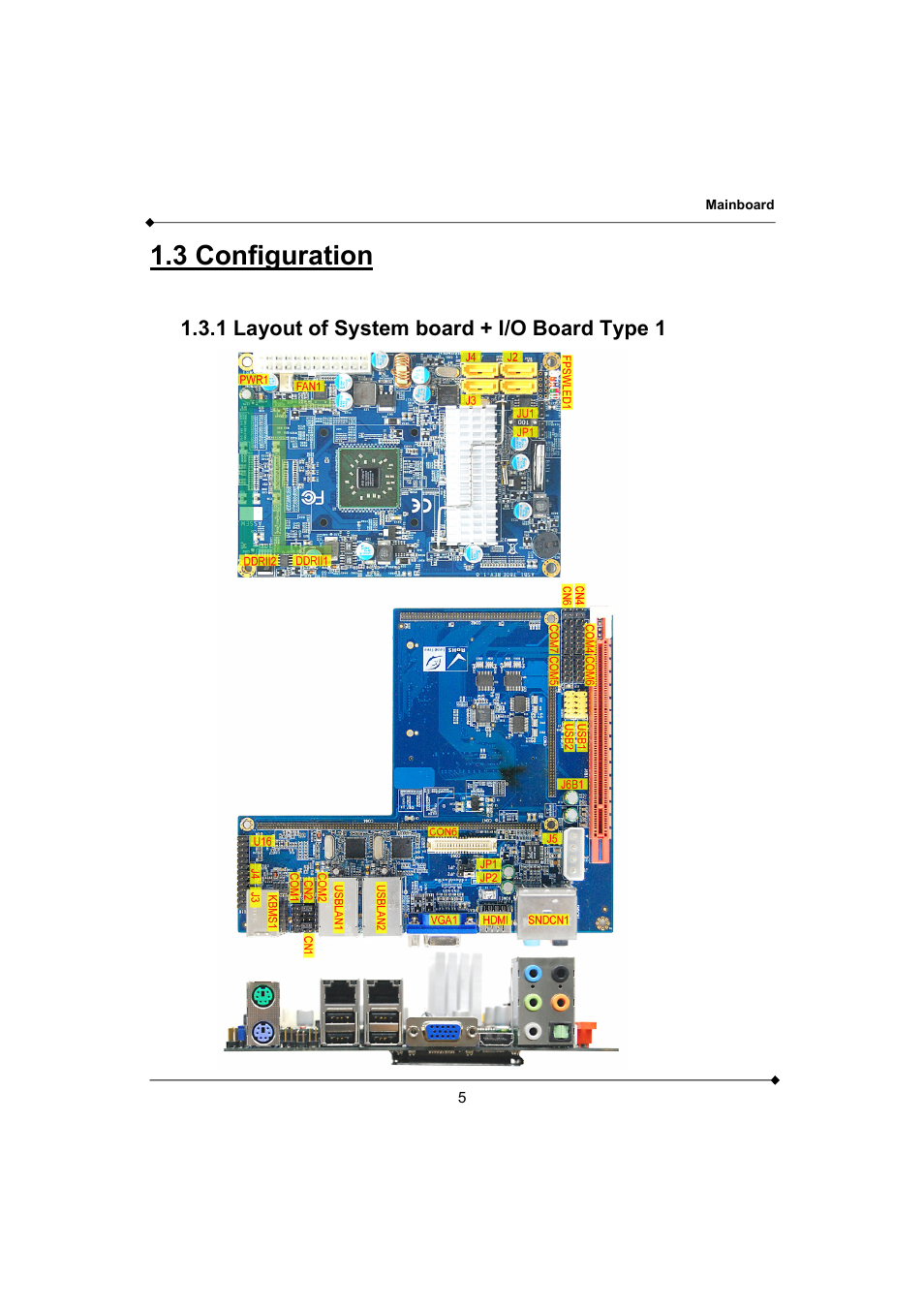 3 configuration, 1 layout of system board + i/o board type 1 | AMD K3780E User Manual | Page 9 / 43