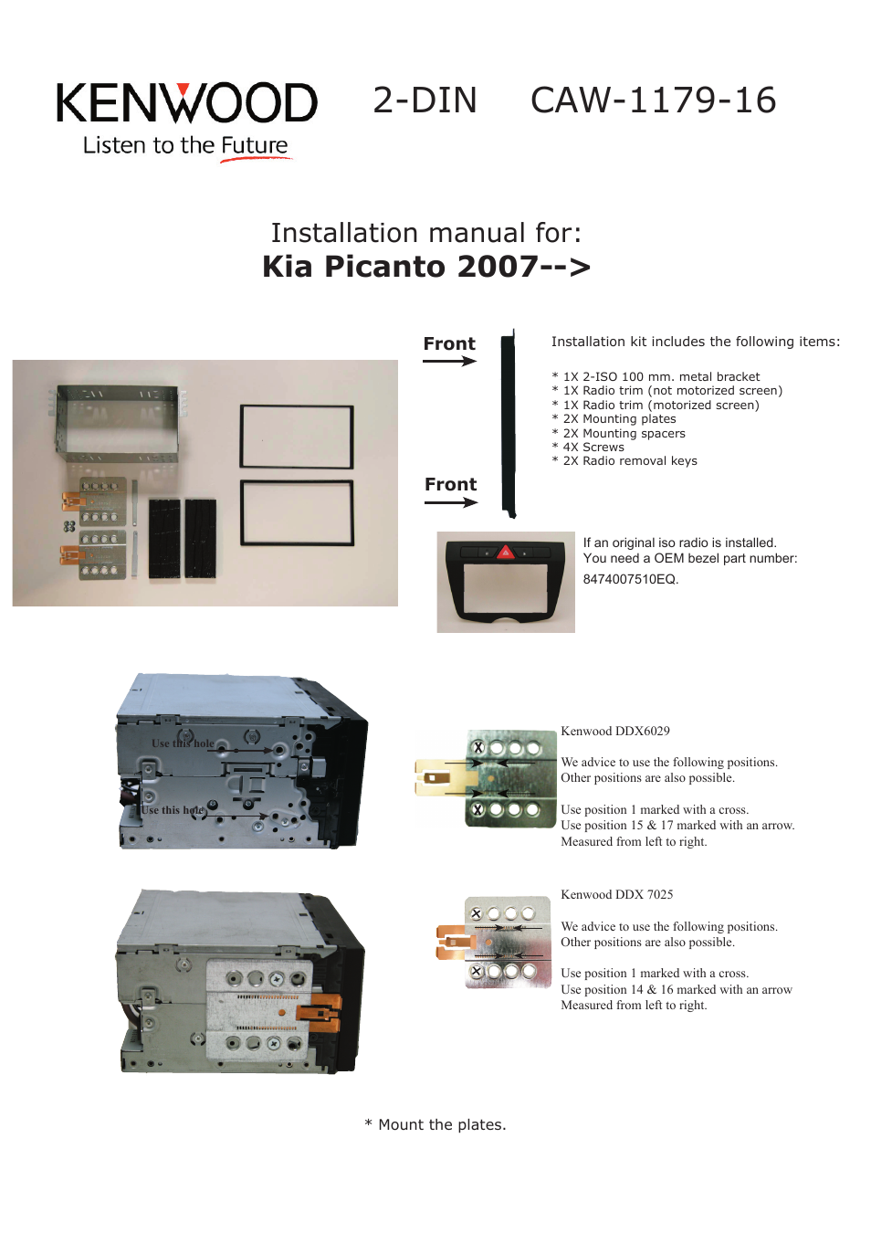 Kenwood CAW1179-16 User Manual | 2 pages