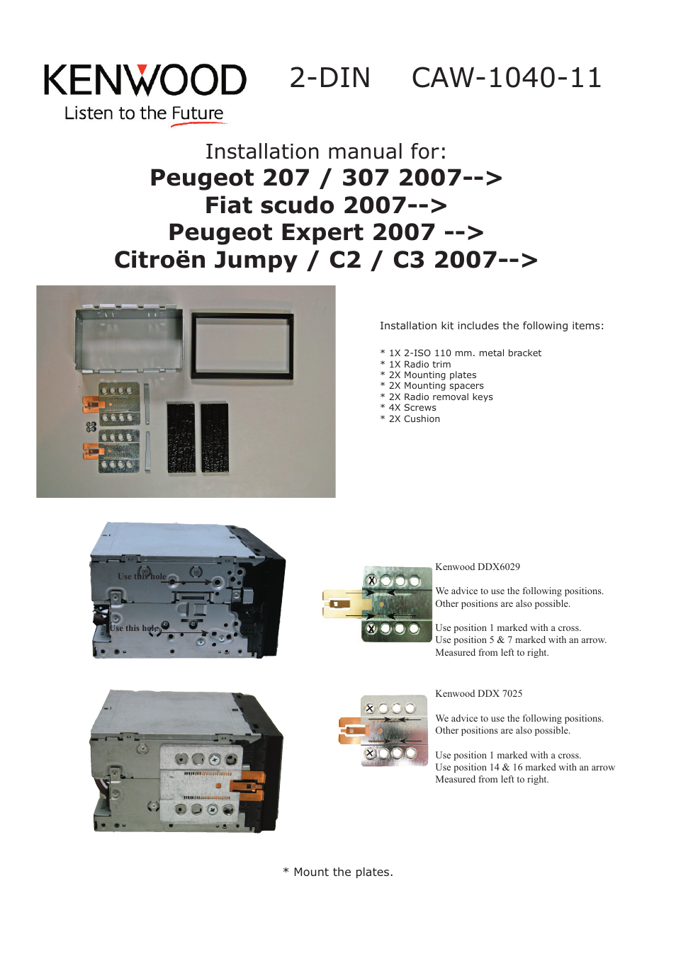 Kenwood CAW1040-11 User Manual | 2 pages