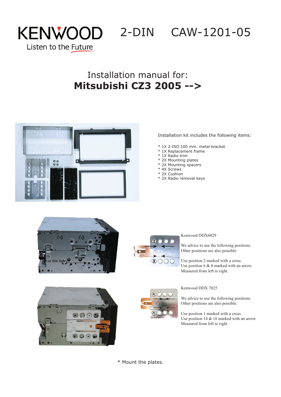 Kenwood CAW1201-05 User Manual | 3 pages