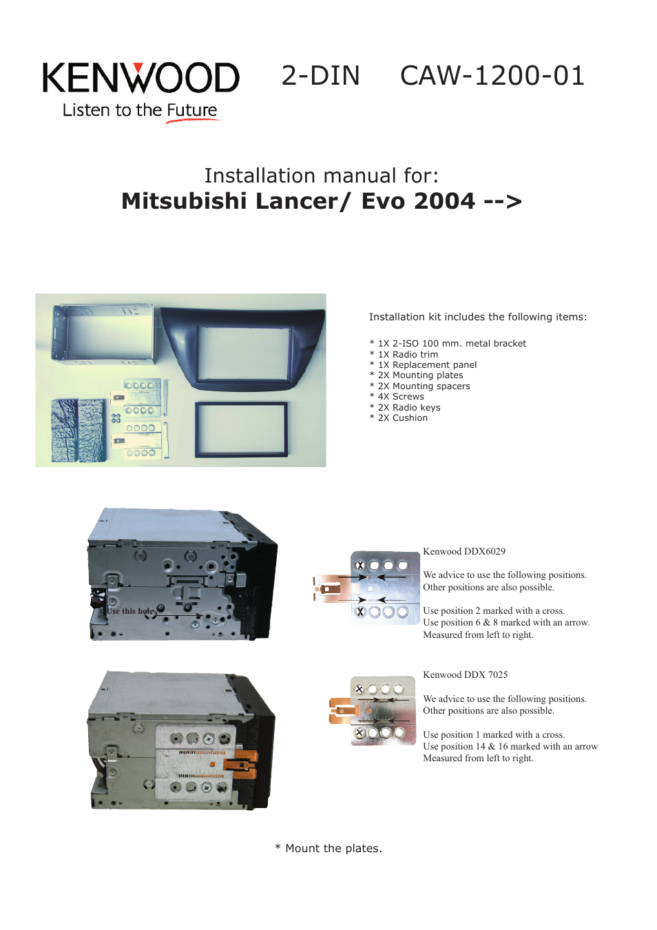 Kenwood CAW1200-01 User Manual | 2 pages