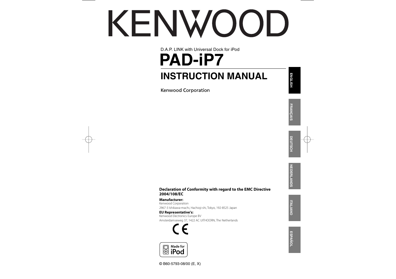 Kenwood PAD-iP7 User Manual | 6 pages