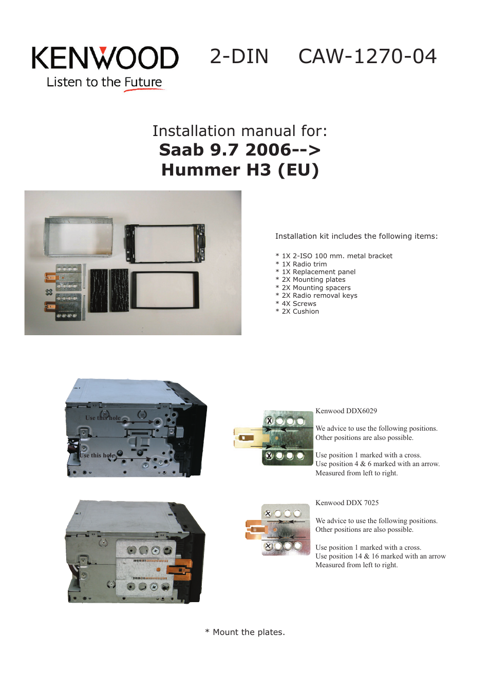 Kenwood CAW1270-04 User Manual | 2 pages