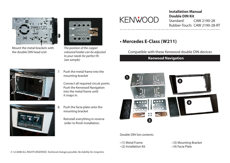 Kenwood CAW2190-28 User Manual | 2 pages