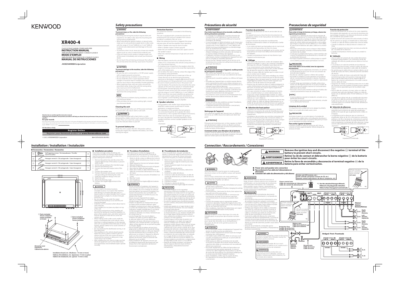 Kenwood XR400-4 User Manual | 2 pages