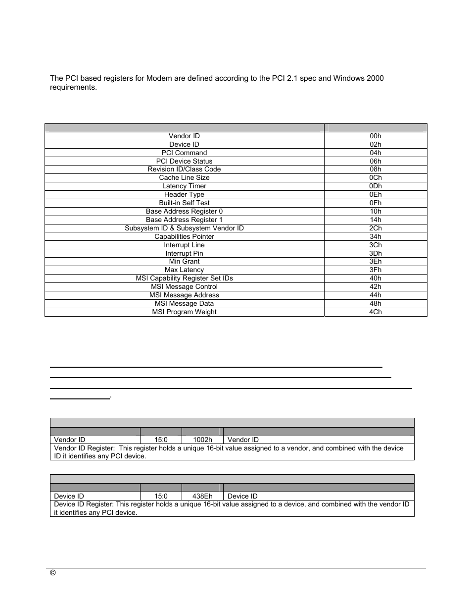 Modem registers (device 20, function 6), Pci configuration registers | AMD SB600 User Manual | Page 213 / 300