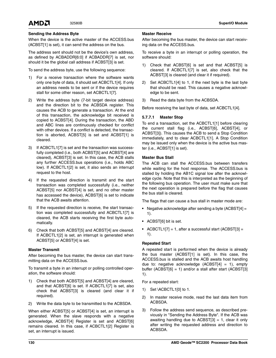 1 master stop | AMD Geode SC2200 User Manual | Page 124 / 429