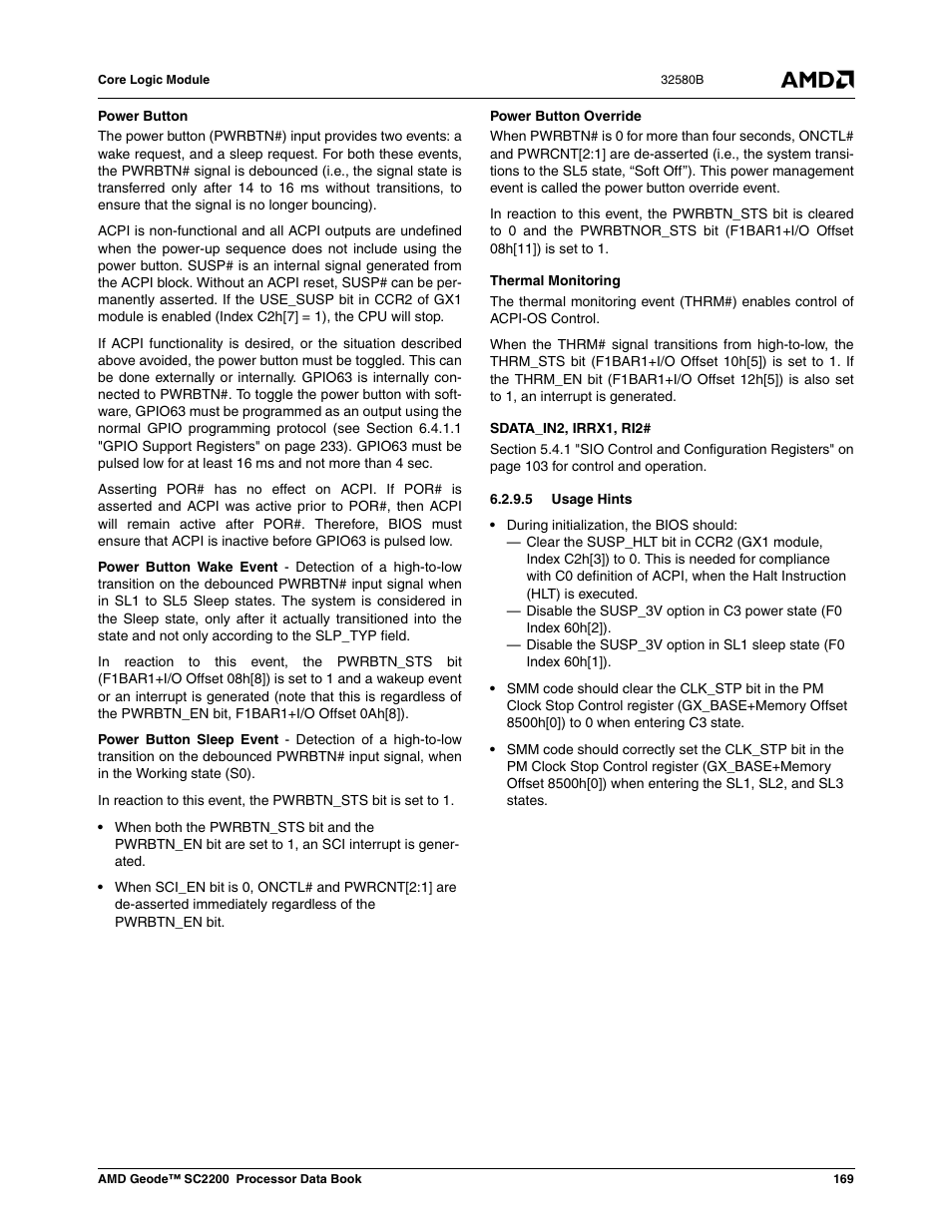 5 usage hints | AMD Geode SC2200 User Manual | Page 161 / 429