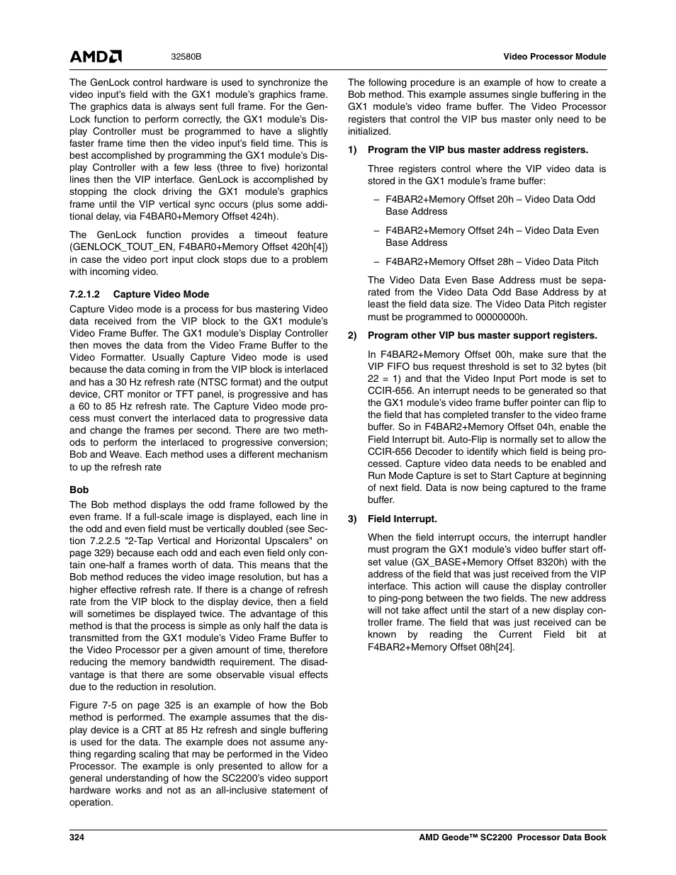 2 capture video mode | AMD Geode SC2200 User Manual | Page 312 / 429