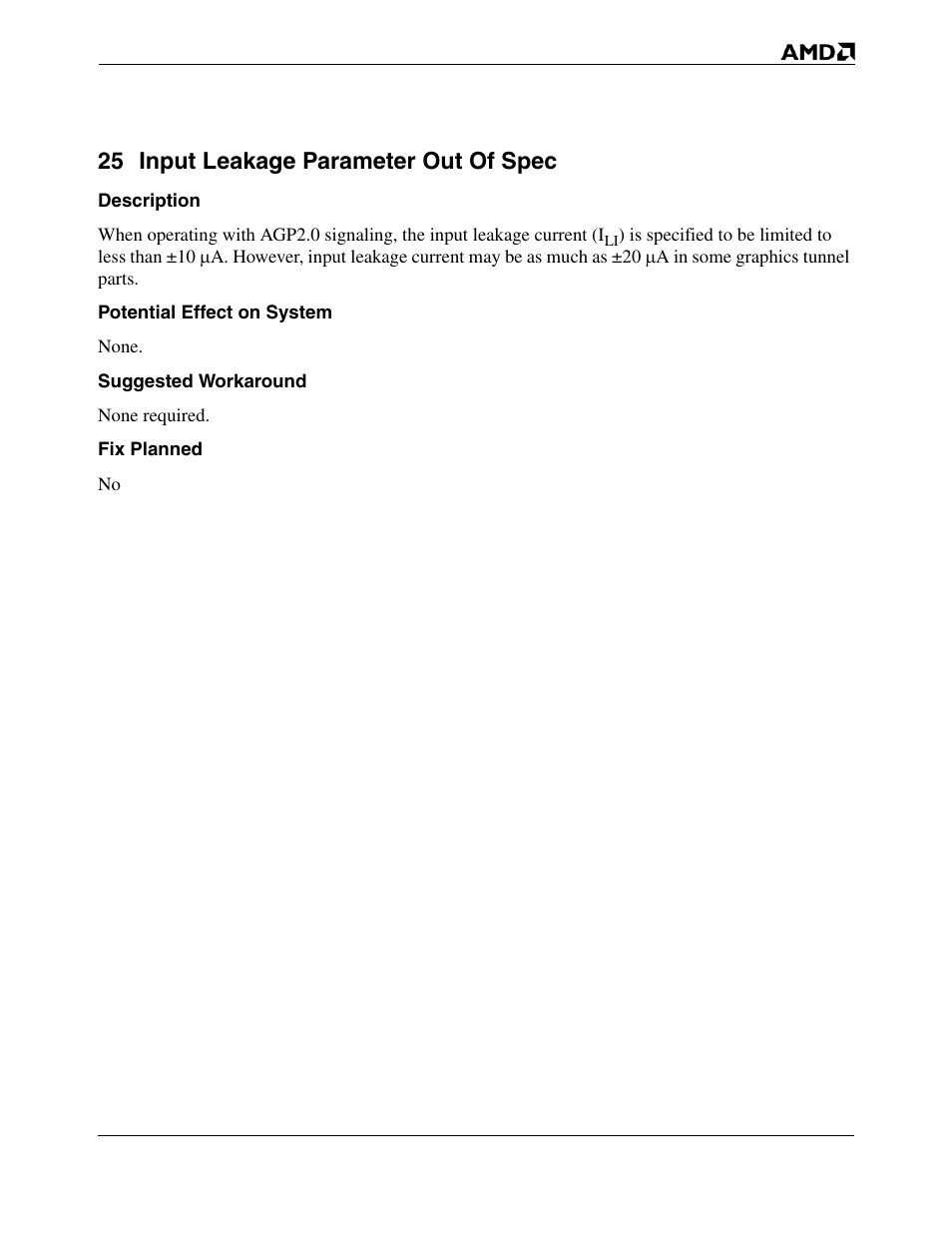 25 input leakage parameter out of spec | AMD HYPERTRANSPORT 8151 User Manual | Page 11 / 16