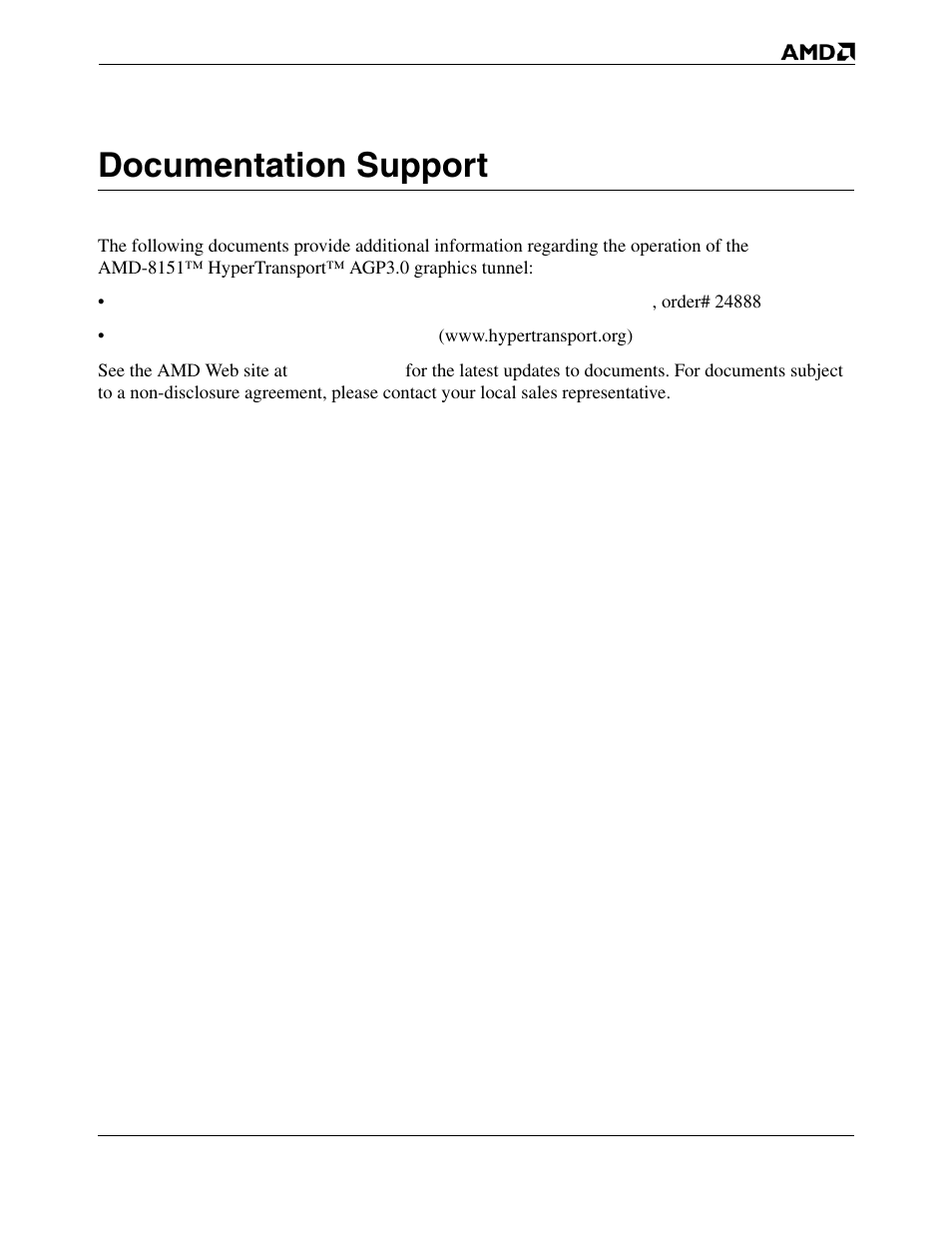 Documentation support | AMD HYPERTRANSPORT 8151 User Manual | Page 15 / 16